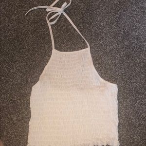 White halter crop top
